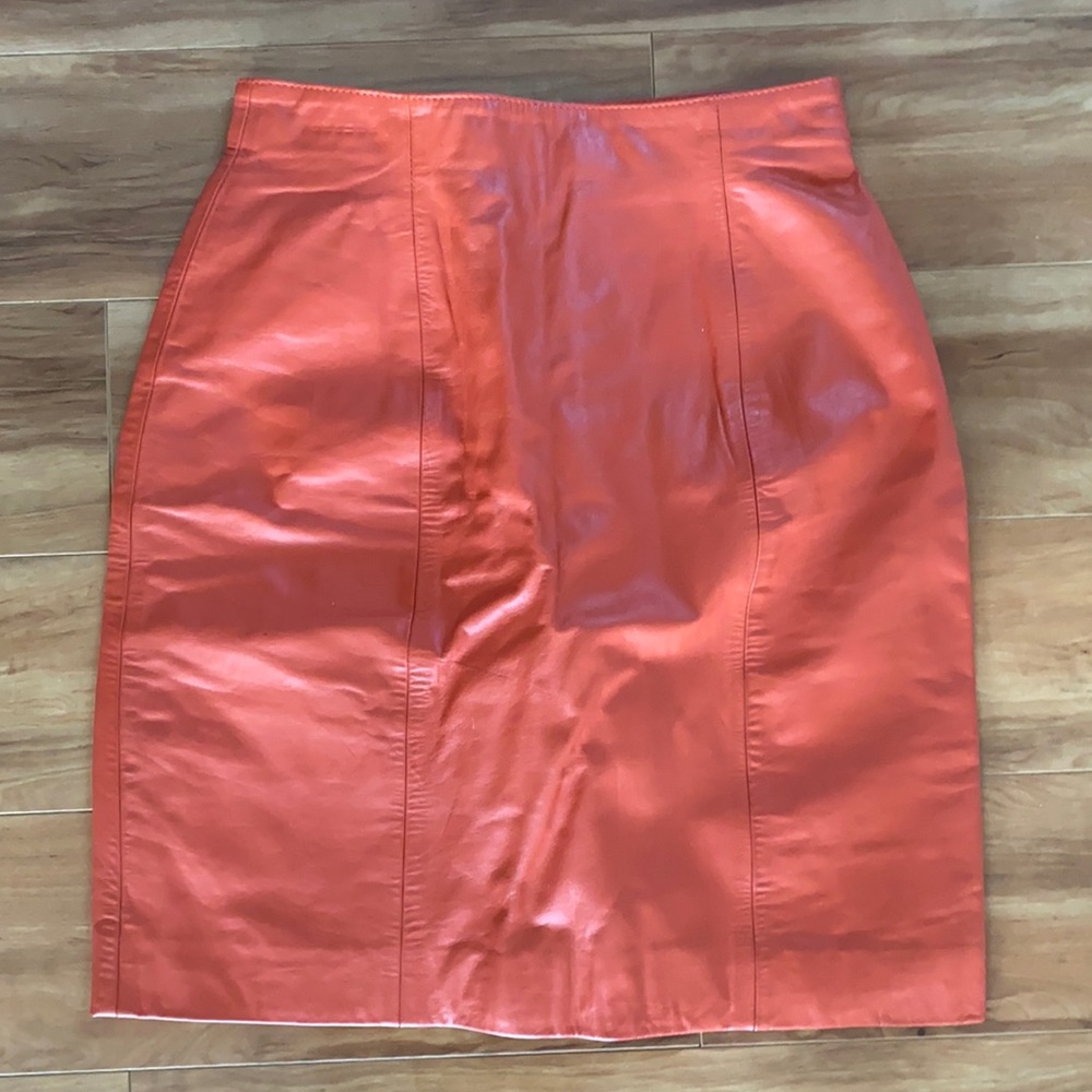 Vintage 1990s Y2K CHIA Wilson’s leather suede orange 🍊 leather mini skirt sz 4